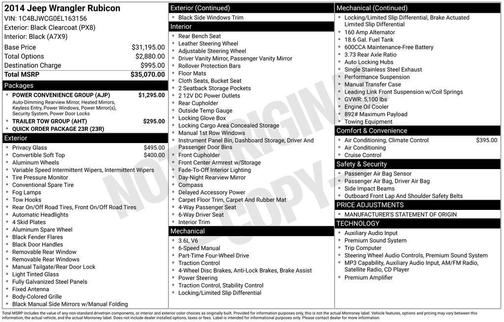 Black Clearcoat 2014 Jeep Wrangler Rubicon