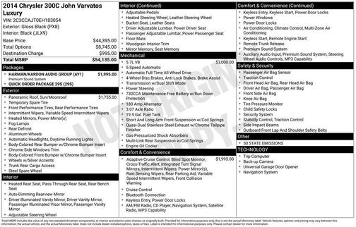 Gloss Black 2014 Chrysler 300C John Varvatos Luxury