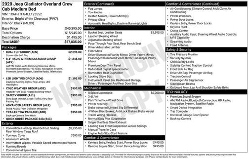 Bright White Clearcoat 2020 Jeep Gladiator Overland