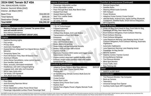 Summit White 2024 GMC Terrain SLT