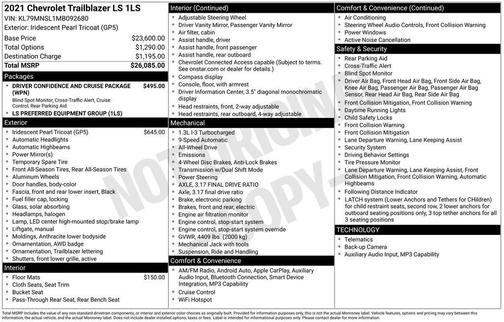 Iridescent Pearl Tricoat 2021 Chevrolet Trailblazer LS