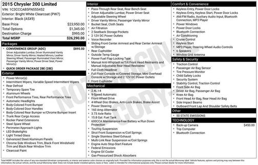 Bright White Clearcoat 2015 Chrysler 200 Limited