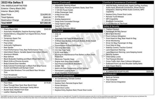 Cherry Black 2023 Kia Seltos S