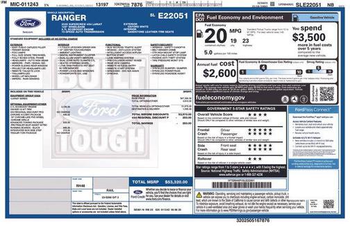 OXFORD WHITE 2025 Ford Ranger LARIAT