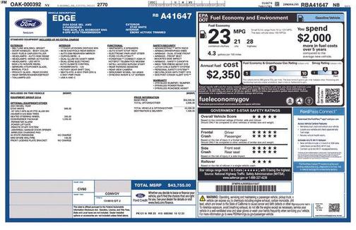 Star White Metallic Tri-Coat 2024 Ford Edge SEL