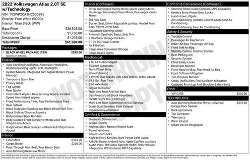Pure White 2022 Volkswagen Atlas 2.0T SE W/ TECHNOLOGY