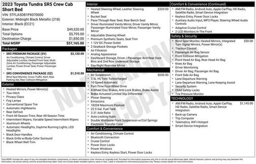 Midnight Black Metallic 2023 Toyota Tundra SR5