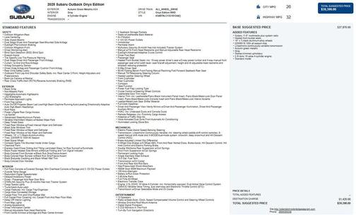 Autumn Green Metallic 2025 Subaru Outback Onyx Edition