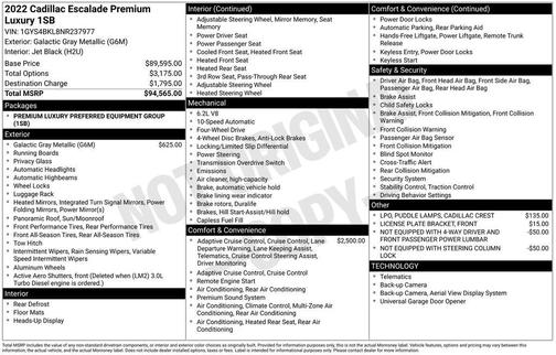 2022 Cadillac Escalade Premium Luxury