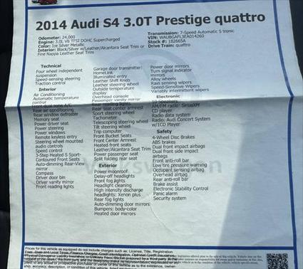 2014 Audi S4 3.0T quattro Premium Plus AWD 4dr Sedan 7A