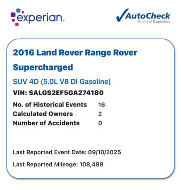 2016 Land Rover Range Rover 5.0L Supercharged