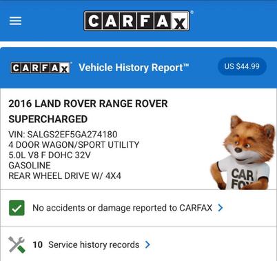 2016 Land Rover Range Rover 5.0L Supercharged