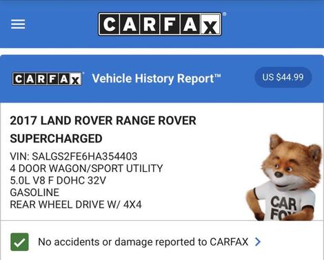 2017 Land Rover Range Rover 5.0L Supercharged