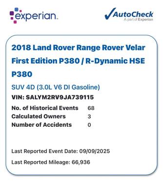 2018 Land Rover Range Rover Velar P380 First Edition
