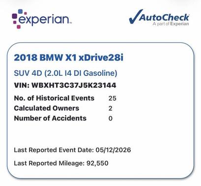 Black 2018 BMW X1 xDrive28i