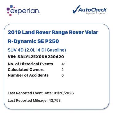 2019 Land Rover Range Rover Velar P250 S R-Dynamic