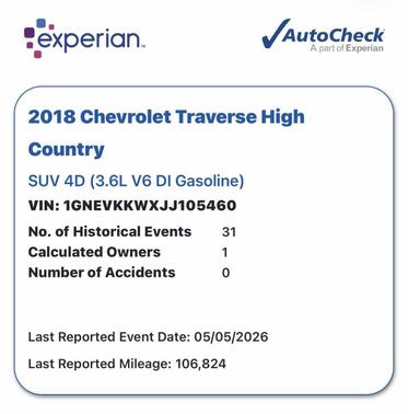 White 2018 Chevrolet Traverse High Country