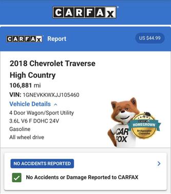 White 2018 Chevrolet Traverse High Country