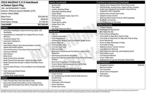 Platinum Quartz Metallic 2024 Mazda Mazda3 FWD w/Select Package