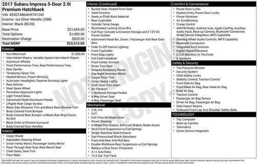 2017 Subaru Impreza 2.0i Premium