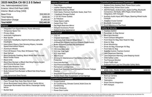 2025 Mazda CX-50 2.5 S Select Package