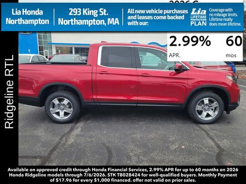 Radiant Red Metallic II 2026 Honda Ridgeline RTL