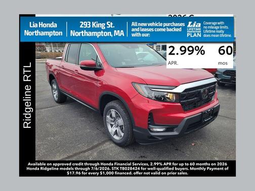 Radiant Red Metallic II 2026 Honda Ridgeline RTL