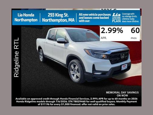 Platinum White Pearl 2026 Honda Ridgeline RTL