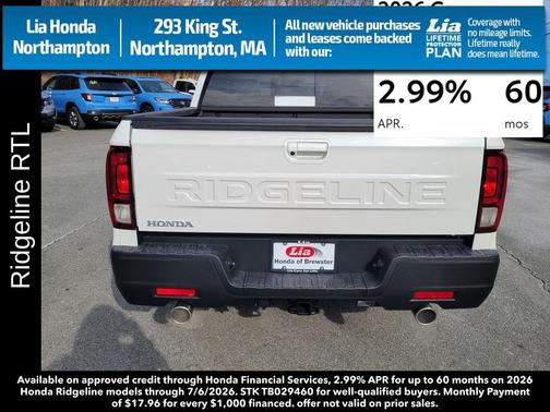 Platinum White Pearl 2026 Honda Ridgeline RTL