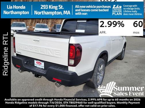 Platinum White Pearl 2026 Honda Ridgeline RTL