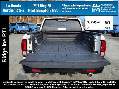 Platinum White Pearl 2026 Honda Ridgeline RTL