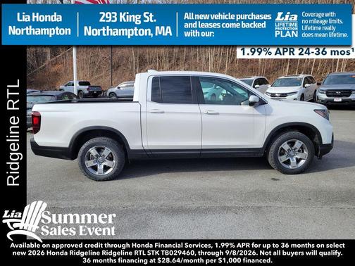 Platinum White Pearl 2026 Honda Ridgeline RTL