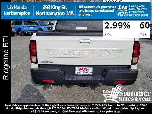 Platinum White Pearl 2026 Honda Ridgeline RTL