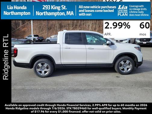 Platinum White Pearl 2026 Honda Ridgeline RTL