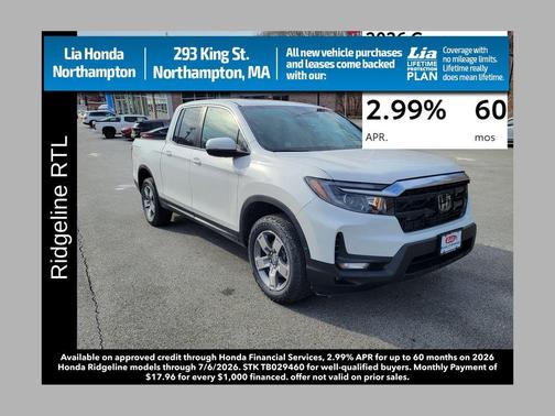 Platinum White Pearl 2026 Honda Ridgeline RTL