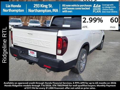 Platinum White Pearl 2026 Honda Ridgeline RTL