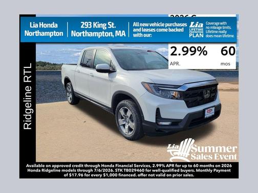 Platinum White Pearl 2026 Honda Ridgeline RTL