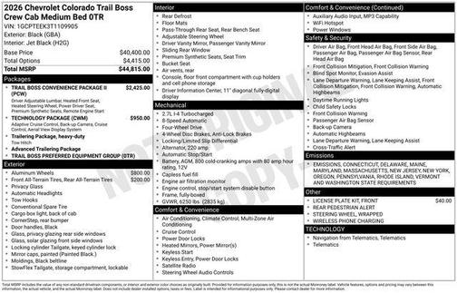 2026 Chevrolet Colorado Trail Boss
