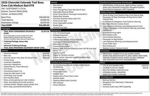 2026 Chevrolet Colorado Trail Boss