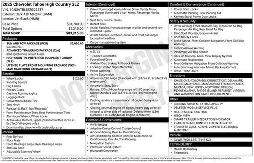 2025 Chevrolet Tahoe 4WD High Country