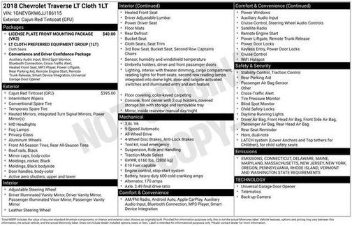 2018 Chevrolet Traverse LT Cloth