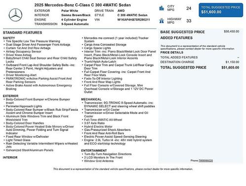Polar White 2025 Mercedes-Benz C-Class C 300 4MATIC