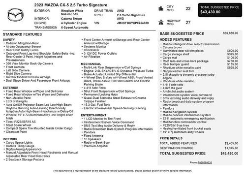 Rhodium White Metallic 2023 Mazda CX-5 2.5 Turbo Signature