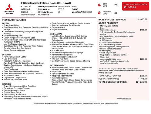 Mercury Gray Metallic 2023 Mitsubishi Eclipse Cross SEL