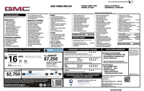 Summit White 2022 GMC Yukon 4WD AT4