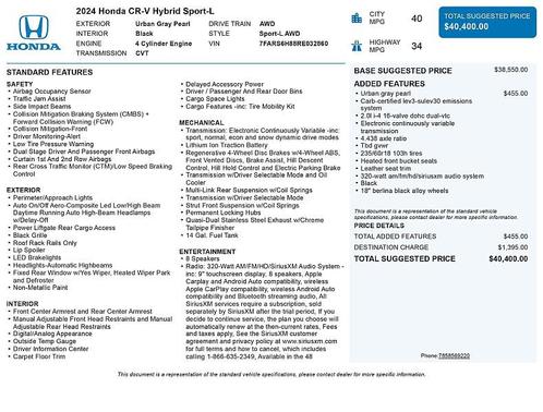 GRAY 2024 Honda CR-V Hybrid Sport AWD