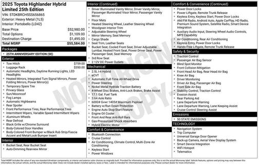 2025 Toyota Highlander Hybrid Limited