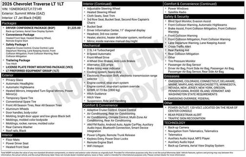 2026 Chevrolet Traverse LT