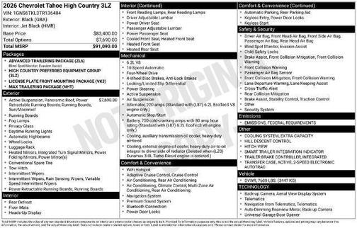 2026 Chevrolet Tahoe 4WD High Country