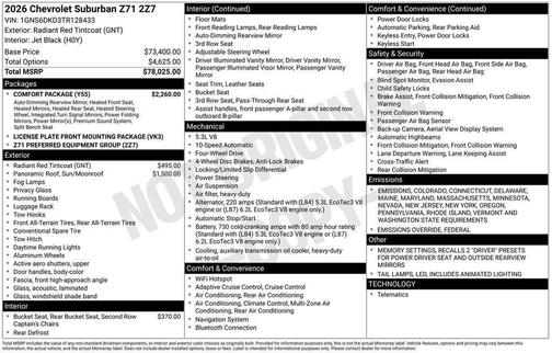 2026 Chevrolet Suburban Z71, 4WD